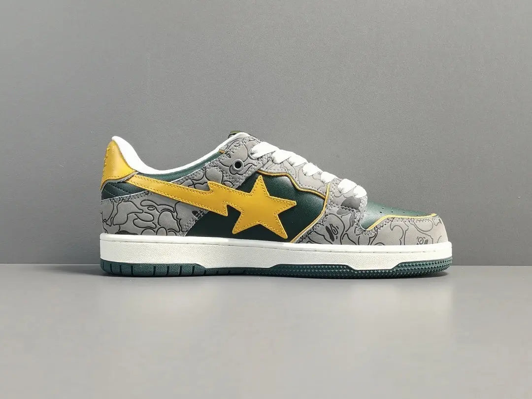 BAPE SK8 STA sneakers grey mustard yellow streetwear casual premium stylish shoes