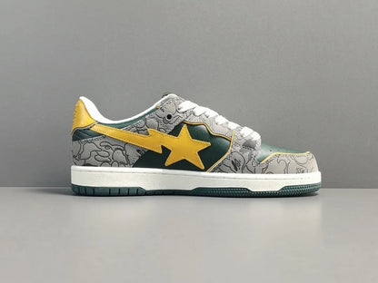 BAPE SK8 STA sneakers grey mustard yellow streetwear casual premium stylish shoes