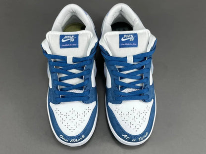 Nike SB Dunk Low Born X Raised One Block At A Time limited edition white blue silver sneaker