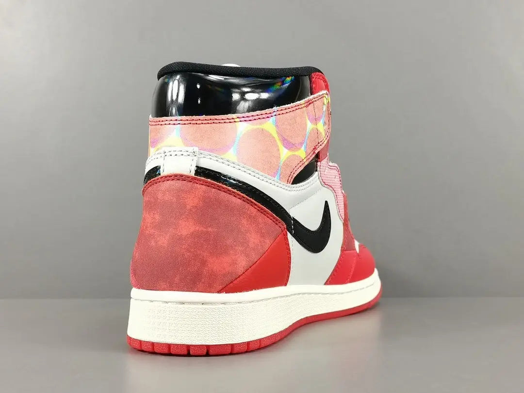 Air Jordan 1 High OG Spider-Man side view red blue black leather sneaker