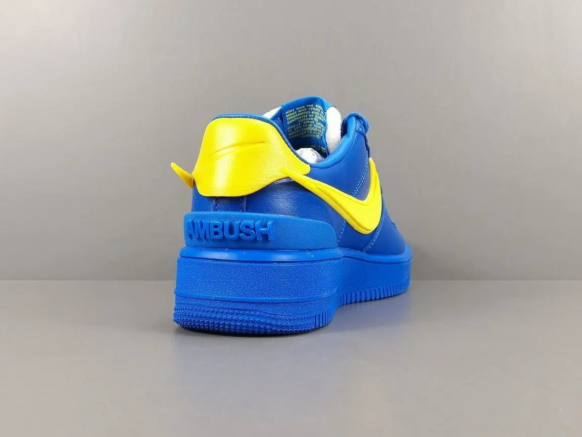 Nike Air Force 1 x AMBUSH Game Royal sneaker with oversized extended Swoosh design
