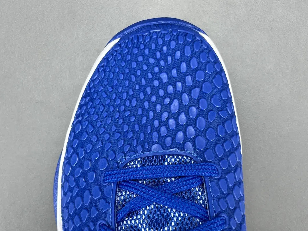 Nike Kobe 6 Protro Dodgers edition basketball shoes in blue and white.
