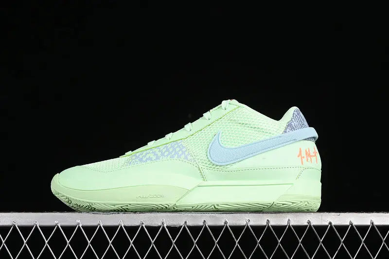 nike ja 1 x mismatched basketball shoes side view with contrasting unique colorway design