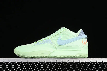 nike ja 1 x mismatched basketball shoes side view with contrasting unique colorway design