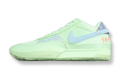 nike ja 1 x mismatched basketball shoes side view with contrasting unique colorway design