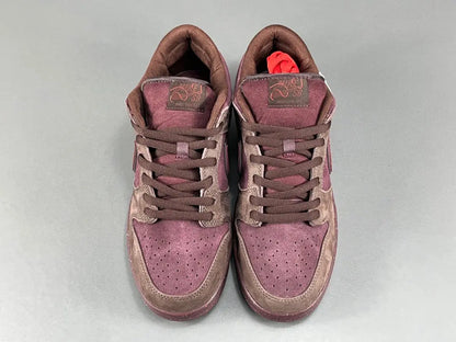 Nike SB Dunk City of Love Burgundy Crush sneakers side view premium burgundy suede