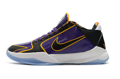 Nike Kobe 5 Protro Lakers edition basketball shoes in purple gold colorway
