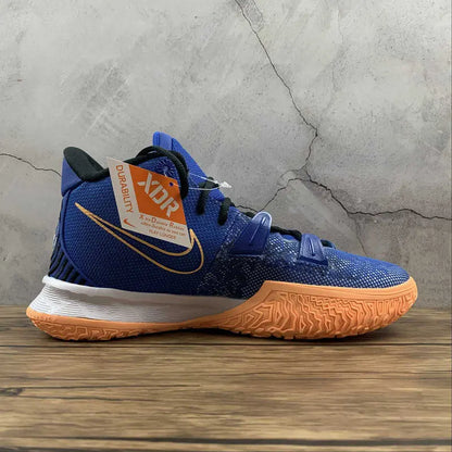 Nike Kyrie 7 x Sisterhood basketball shoes – blue Hyper Royal sneakers with Melon Tint accents and Zoom Air cushioning for performance