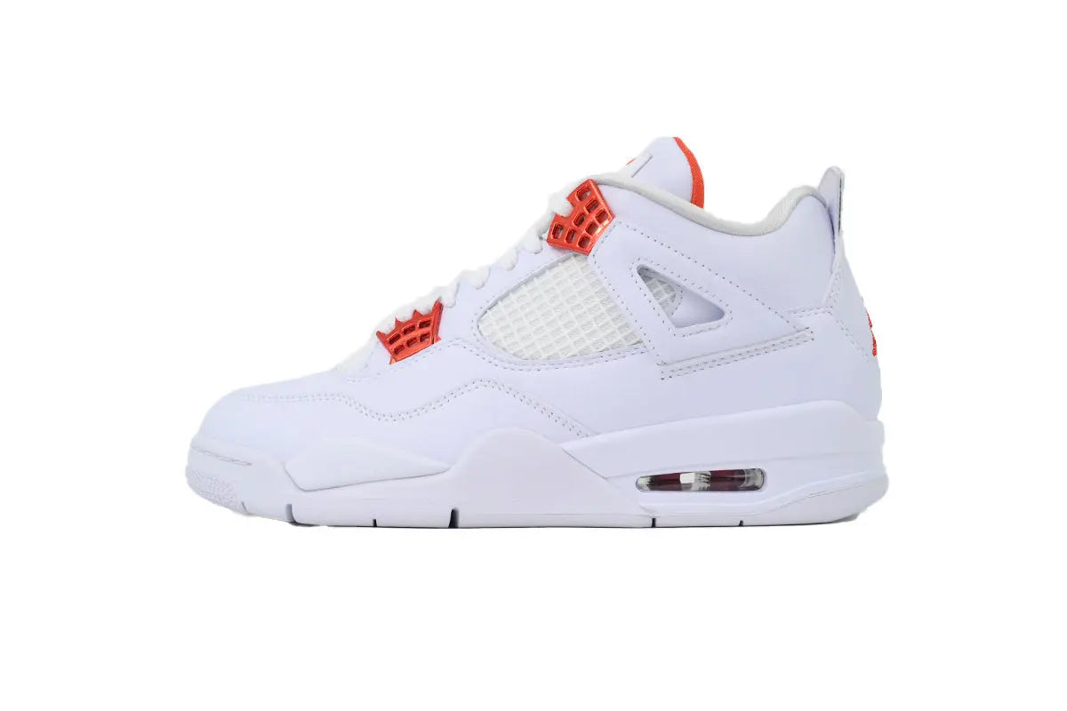 Jordan 4 Metallic Orange orange white leather retro sneakers unisex premium
