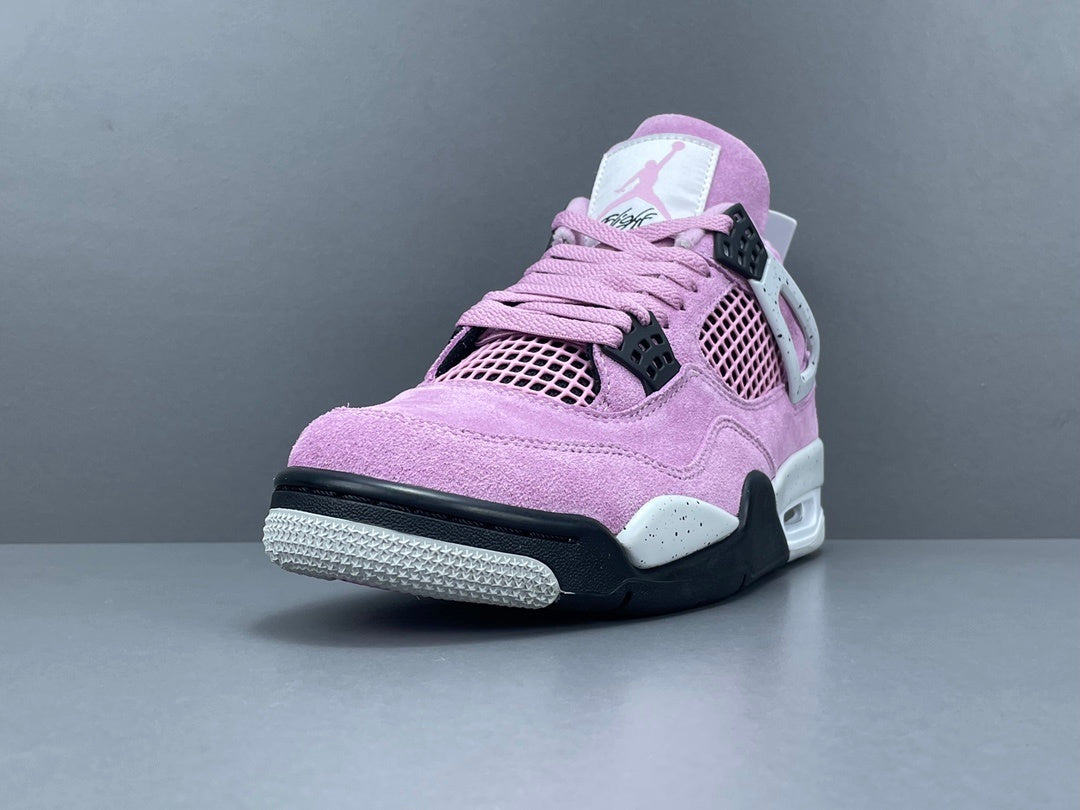 Air Jordan 4 Orchid sneakers side view pastel pink retro basketball shoes iconic style
