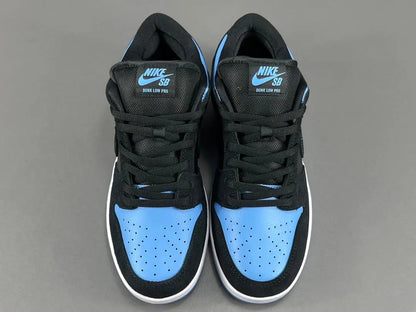 Nike SB Dunk Low Black University Blue sneaker premium leather suede limited edition skateboarding streetwear shoe