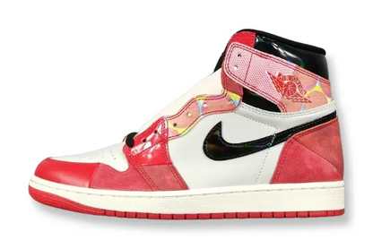 Air Jordan 1 High OG Spider-Man side view red blue black leather sneaker
