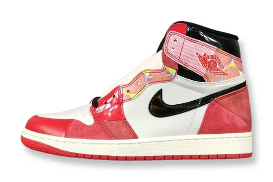 Air Jordan 1 High OG Spider-Man side view red blue black leather sneaker