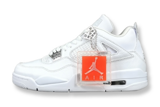 Jordan 4 Pure Money white metallic silver leather retro sneakers unisex premium
