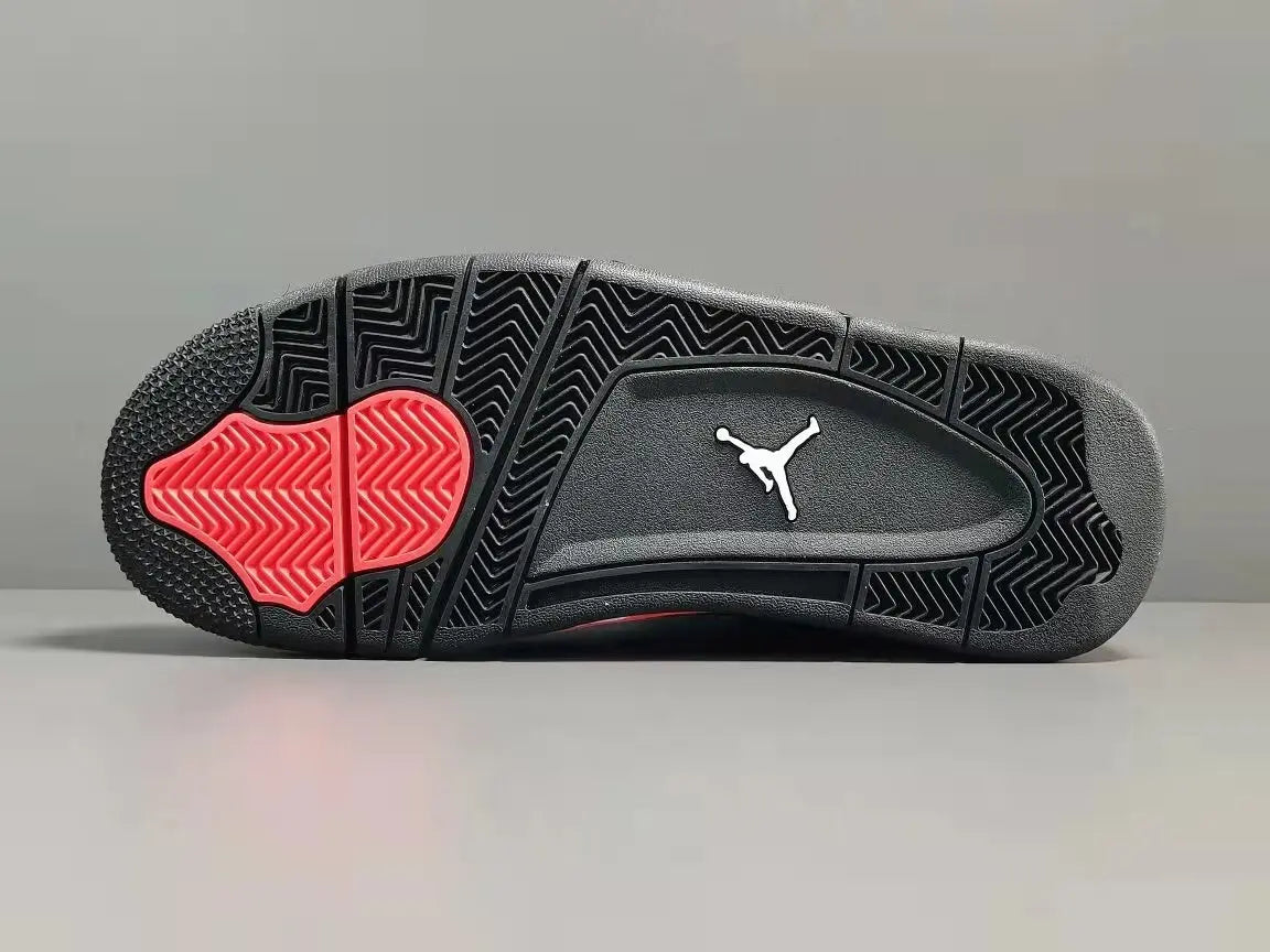 Air Jordan 4 Red Thunder black red sneakers premium leather men's shoes
