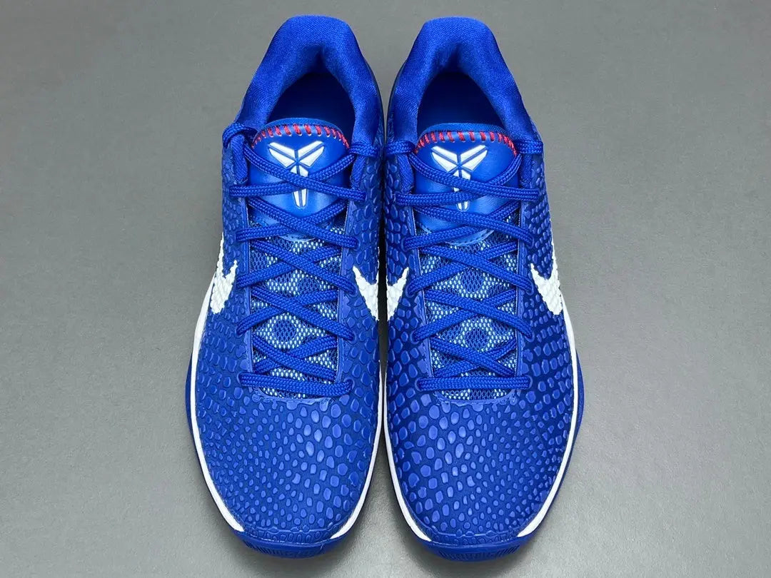 Nike Kobe 6 Protro Dodgers edition basketball shoes in blue and white.
