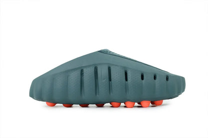 Side view of Nike Mind 001 Slide Mineral Slate showing the thick ultra-soft foam footbed and minimalist design