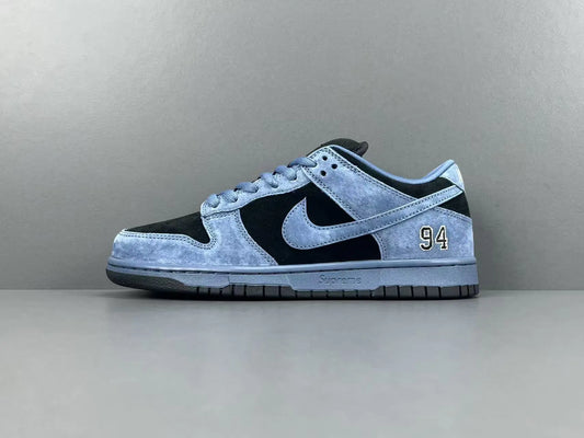 Nike SB Dunk Supreme 94 Ocean Fog low top sneaker side view grey white
