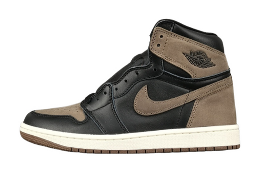 Jordan 1 Retro High Palomino sneakers with black leather and brown suede
