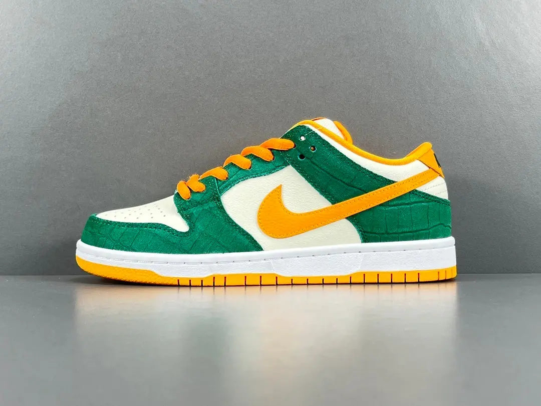 Nike SB Dunk Legion Pine Kumquat low top skate sneaker side view green orange