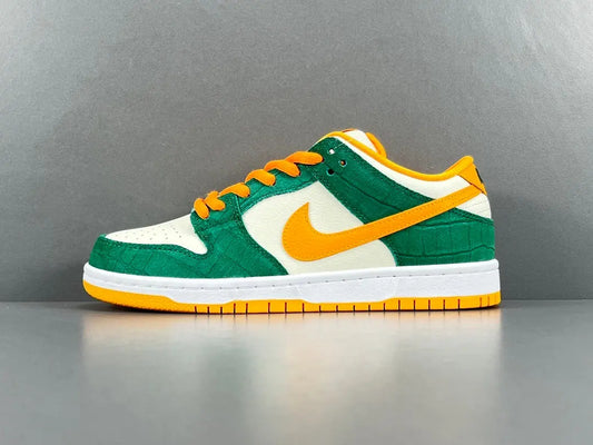 Nike SB Dunk Legion Pine Kumquat low top skate sneaker side view green orange