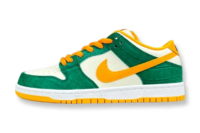 Nike SB Dunk Legion Pine Kumquat low top skate sneaker side view green orange