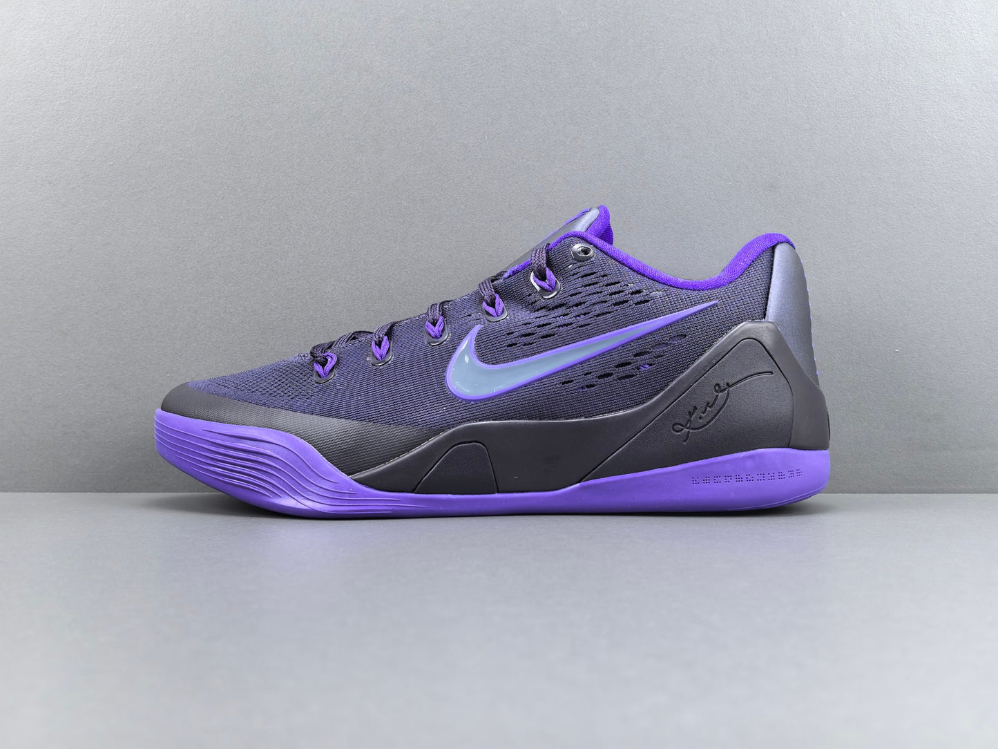 Nike Kobe 9 EM Low Protro x Purple Dynasty basketball sneakers side view