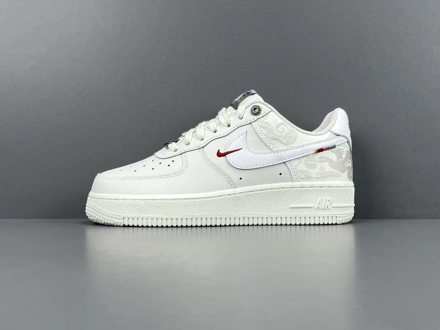 Nike Air Force 1 Pegasus Pack Phantom side view all-white leather sneaker