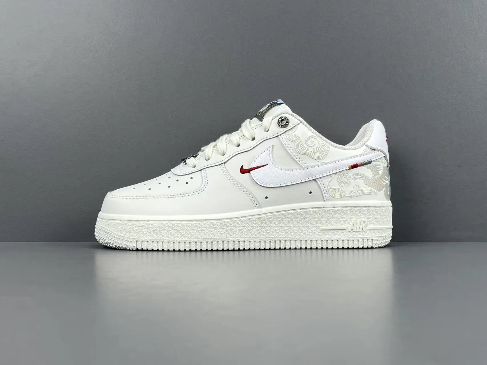 Nike Air Force 1 Pegasus Pack Phantom side view all-white leather sneaker