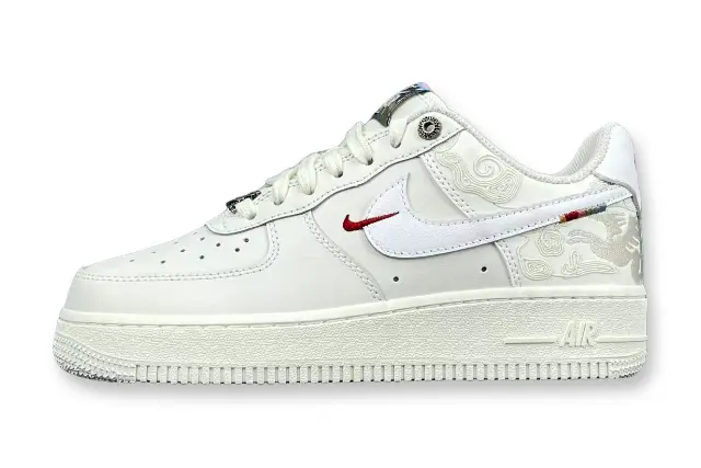 Nike Air Force 1 Pegasus Pack Phantom side view all-white leather sneaker