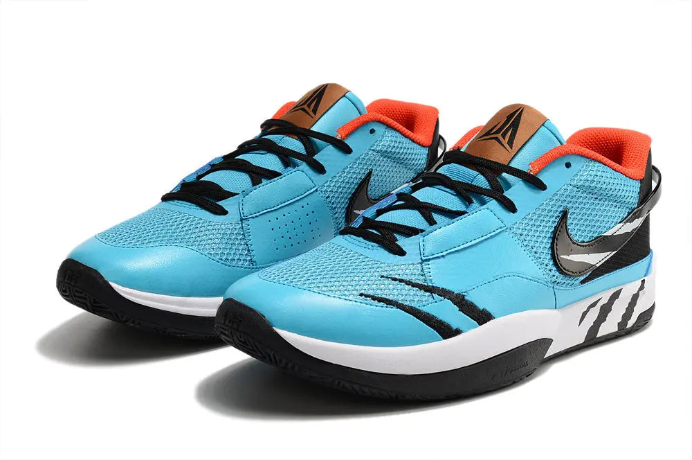 nike ja 1 x scratch basketball shoes side view with unique scratch colorway and performance design
