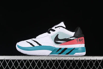 nike ja 1 x reverse scratch basketball shoes side view with bold inverted scratch colorway
