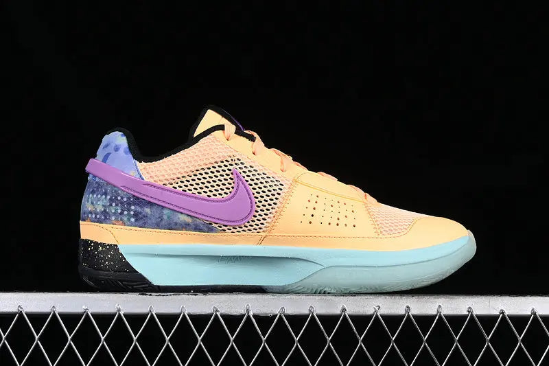 Nike Ja 1 x EYBL Melon Tint basketball shoes in vibrant orange colorway, lightweight performance sneakers for men with Zoom Air cushioning