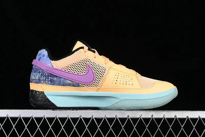 Nike Ja 1 x EYBL Melon Tint basketball shoes in vibrant orange colorway, lightweight performance sneakers for men with Zoom Air cushioning