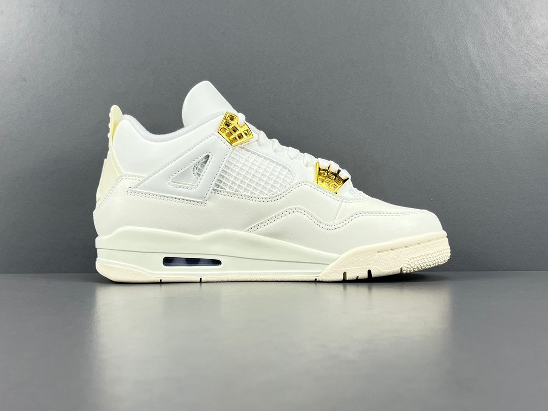 Air Jordan 4 Metallic Gold sneakers side view luxury retro basketball shoes