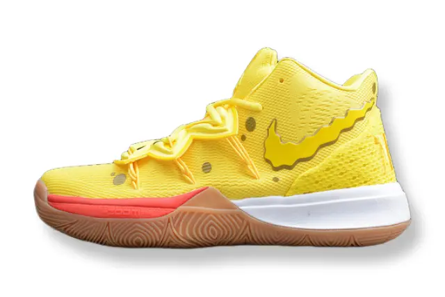 Nike Kyrie 5 x SpongeBob SquarePants yellow basketball sneakers side view