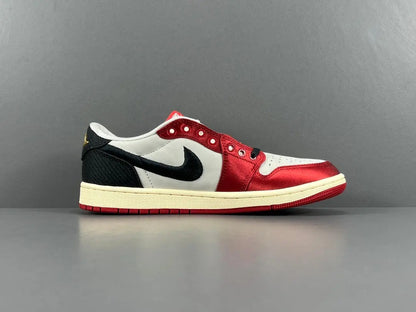 Air Jordan 1 Low OG Trophy Room side view white red leather sneaker