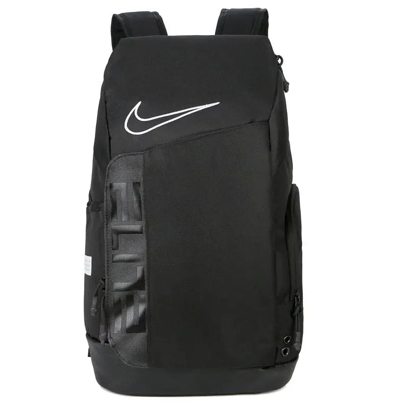 Black Nike Elite Pro basketball backpack with multiple compartments and padded straps
