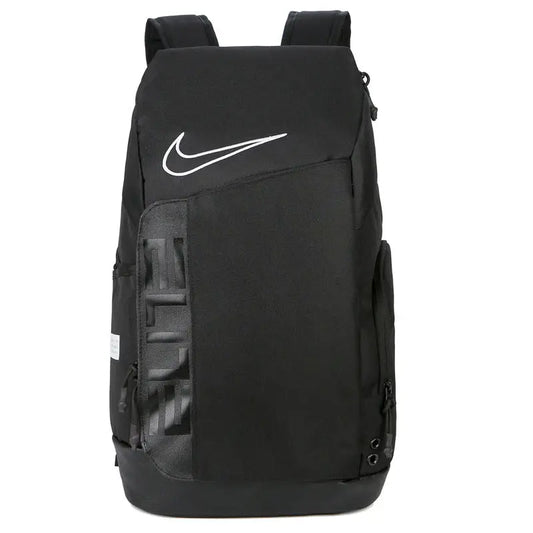 Black Nike Elite Pro basketball backpack with multiple compartments and padded straps
