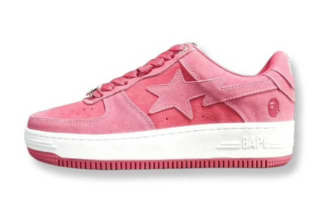 BAPE STA LOW sneakers soft pink suede streetwear casual premium shoes