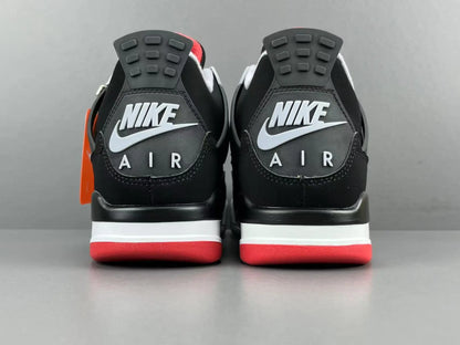 Air Jordan 4 Bred black red sneakers iconic men's basketball shoes premium leather

