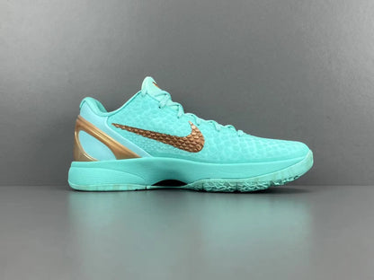 Nike Kobe 6 Protro Jalen Brunson Statue of Liberty basketball shoes green and metallic design
