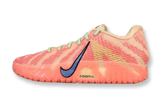 nike ja 3 x daybreak basketball shoes side view with clean sunrise inspired colorway