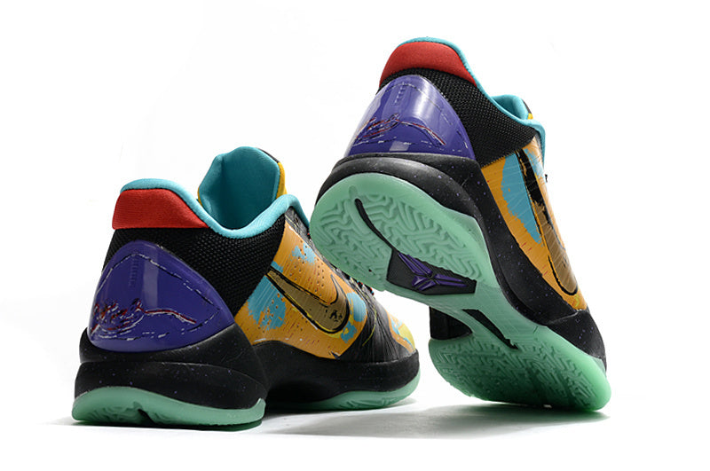 Nike Kobe 5 Prelude Finals MVP basketball shoes with multicolor artistic design
