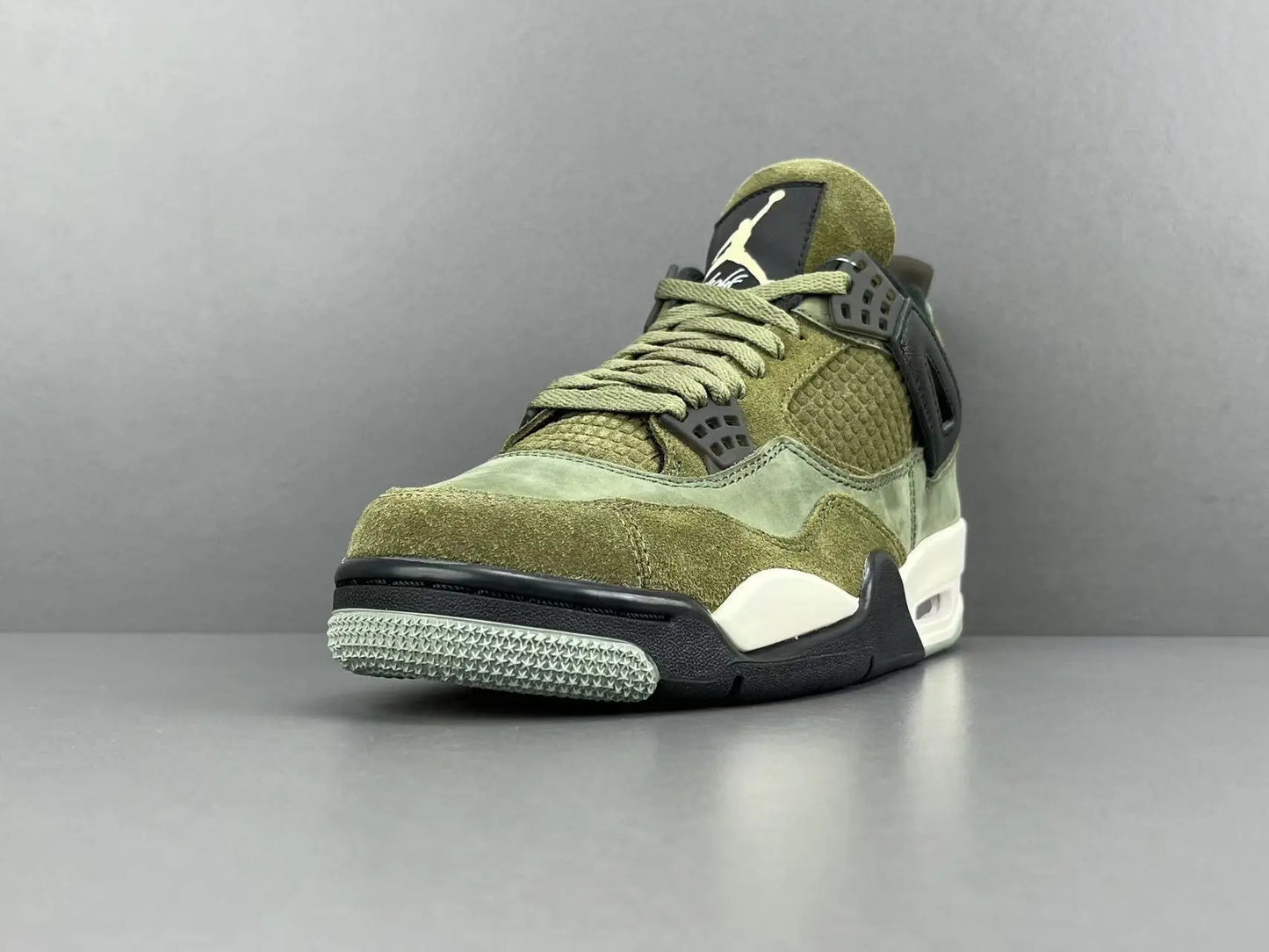 Air Jordan 4 Medium Olive white olive black sneakers premium men's shoes
