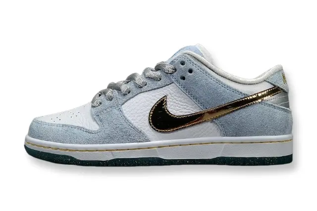 Nike SB Dunk Low Sean Cliver white gold sneaker holiday special edition red velvet lining skate shoe