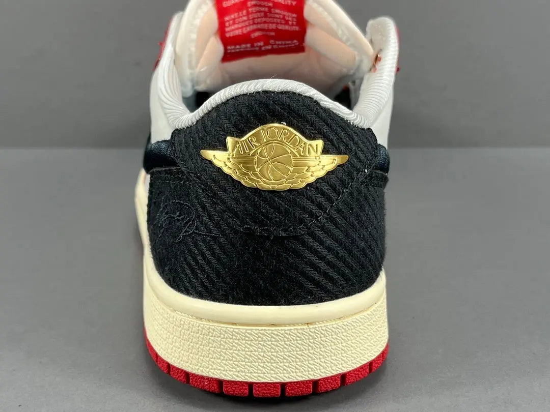 Air Jordan 1 Low OG Trophy Room side view white red leather sneaker