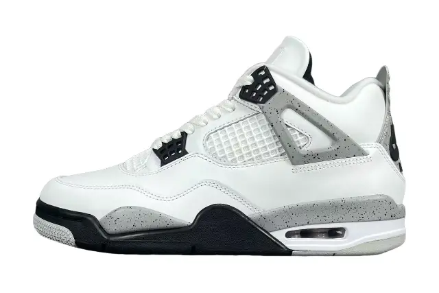 Air Jordan 4 White Cement sneakers with iconic cement print and design
