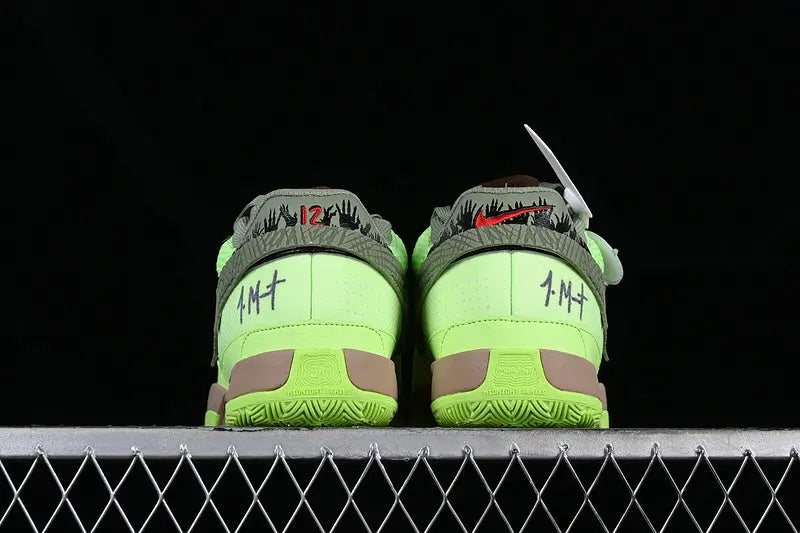 nike ja 1 x halloween zombie basketball shoes side view with spooky halloween colorway and edgy design