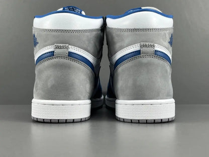 Air Jordan 1 High Retro OG True Blue side view white blue leather sneaker